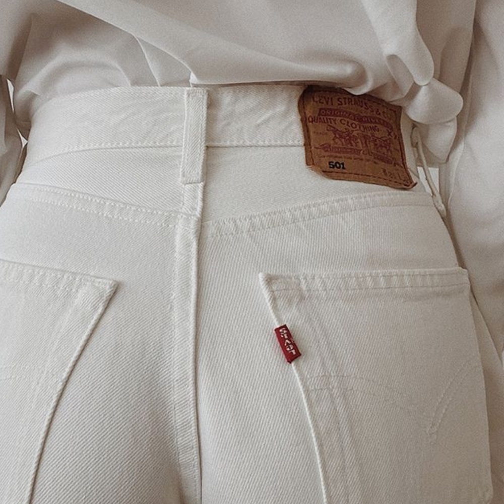 Levi's 501 Vintage 80s Crisp White Denim Jeans Size 32/29”